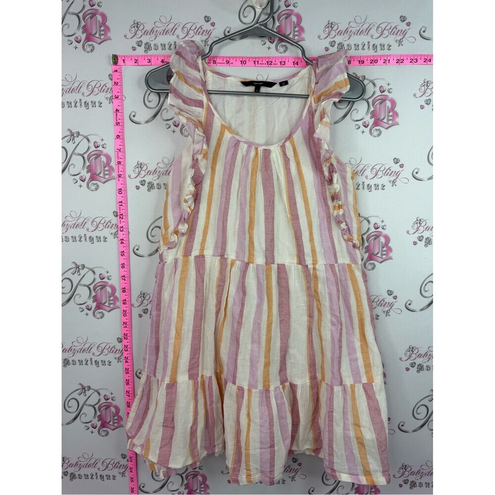 Vero Moda Pink, Cream & Yellow Striped Ruffle Mini Dress